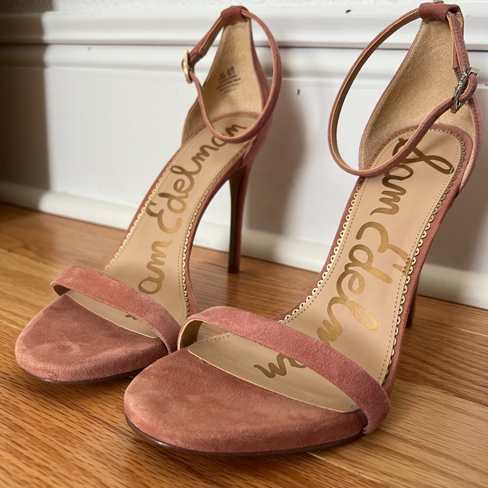 Sam Edelman Arielle Ankle Heel in light pink suede size 8.5